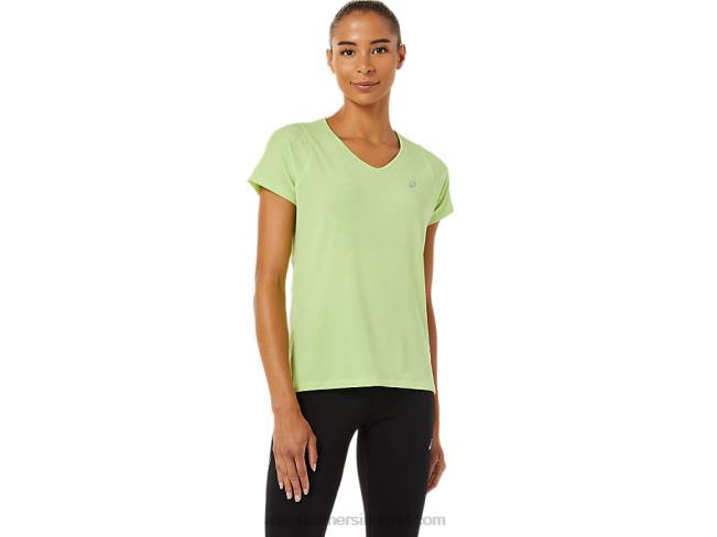 Womens V-Neck Short Sleeve Top Lime Green Asics XXPD3370