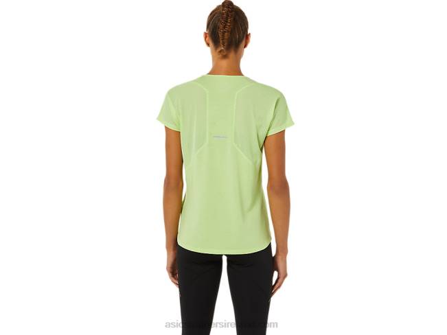 Women\s V-Neck Short Sleeve Top Lime Green Asics XXPD3370