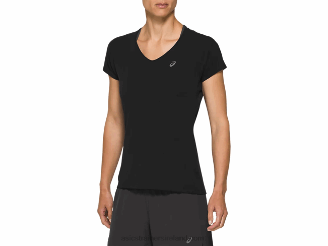 Womens V-Neck Short Sleeve Top Performance Black Asics XXPD4183