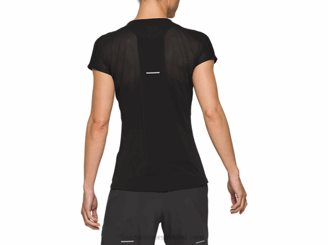 Women\s V-Neck Short Sleeve Top Performance Black Asics XXPD4183