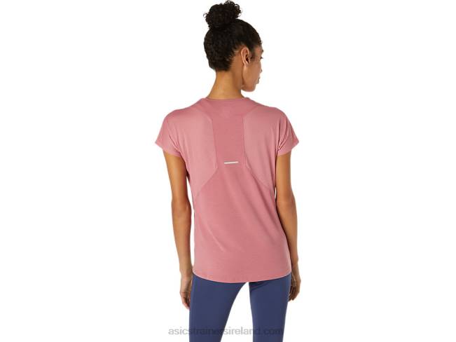 Women\s V-Neck Short Sleeve Top Smokey Rose Asics XXPD3832