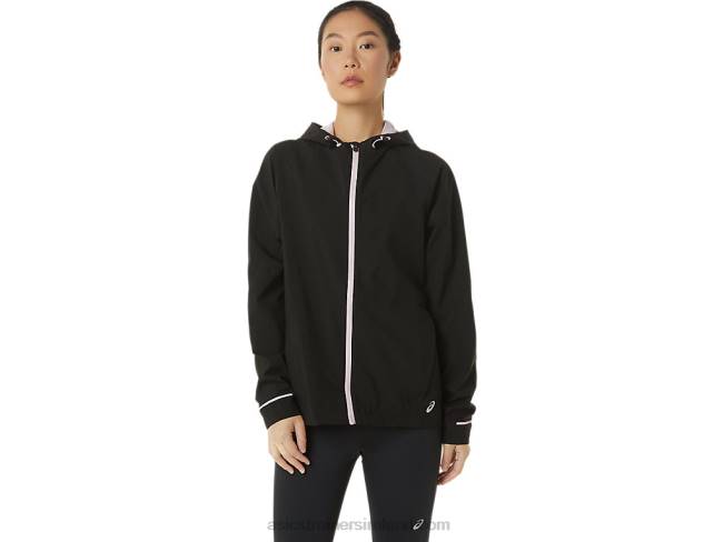 Womens Waterproof Jacket Performance Black/Barely Rose Asics XXPD3334