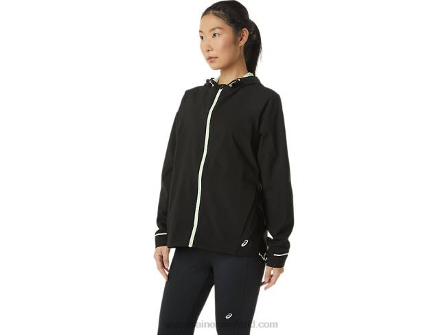 Women\s Waterproof Jacket Performance Black/Whisper Green Asics XXPD2168