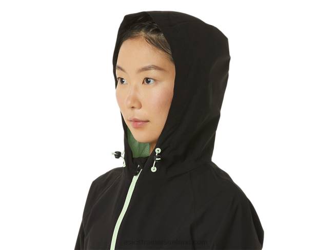 Women\s Waterproof Jacket Performance Black/Whisper Green Asics XXPD2168