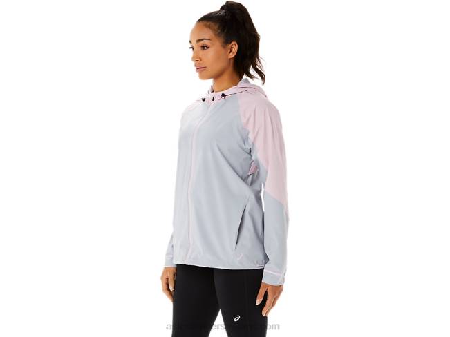 Women\s Waterproof Jacket Piedmont Grey/Barely Rose Asics XXPD3333