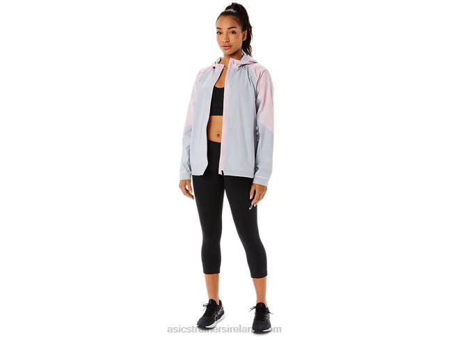 Women\s Waterproof Jacket Piedmont Grey/Barely Rose Asics XXPD3333