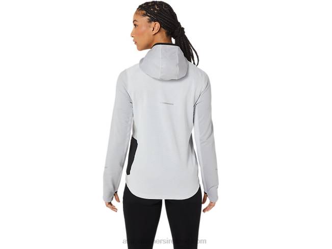 Women\s Winter Run Long Sleeve Hoodie Glacier Grey Heather/Black Asics XXPD2764