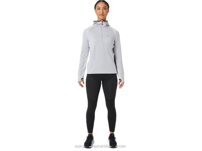 Women\s Winter Run Long Sleeve Hoodie Glacier Grey Heather/Black Asics XXPD2764