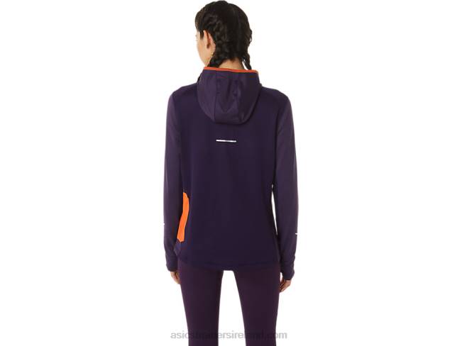 Women\s Winter Run Long Sleeve Hoodie Night Shade Heather/Nova Orange Asics XXPD2791