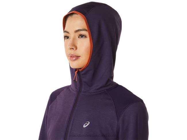 Women\s Winter Run Long Sleeve Hoodie Night Shade Heather/Nova Orange Asics XXPD2791