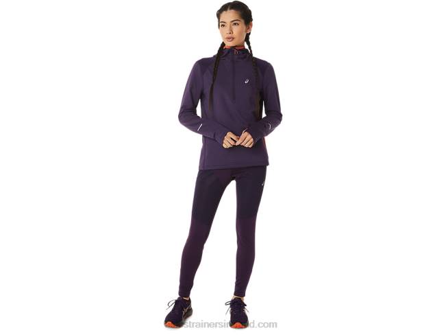 Women\s Winter Run Long Sleeve Hoodie Night Shade Heather/Nova Orange Asics XXPD2791