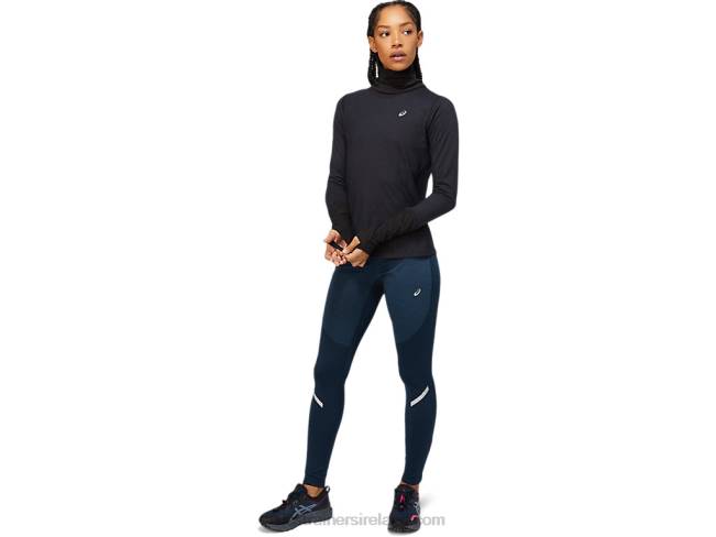 Women\s Wool Rib Long Sleeve Top Performance Black/Graphite Grey Asics XXPD3621