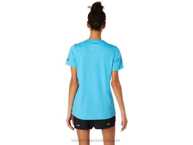 Women\s Xg Short Sleeve V-Neck Digital Aqua Heather Asics XXPD4098