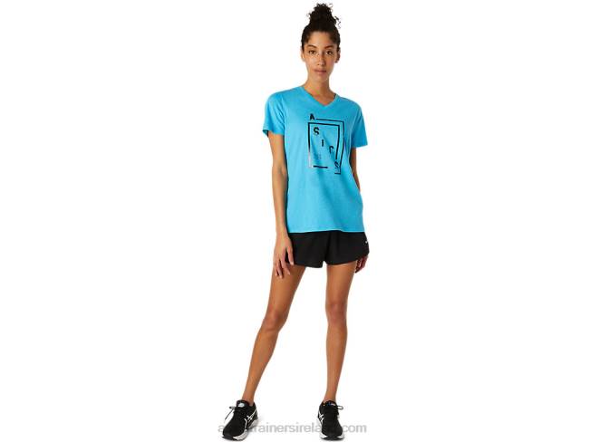 Women\s Xg Short Sleeve V-Neck Digital Aqua Heather Asics XXPD4098