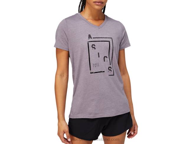 Womens Xg Short Sleeve V-Neck Lavendar/Grey Asics XXPD4156