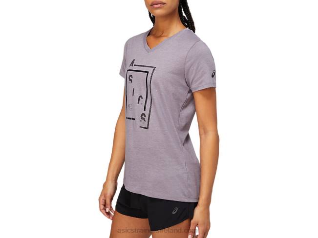 Women\s Xg Short Sleeve V-Neck Lavendar/Grey Asics XXPD4156