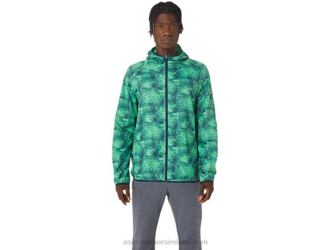 Men's Packable Jacket Tie Dye Green/Peacoat Asics XXPD1050