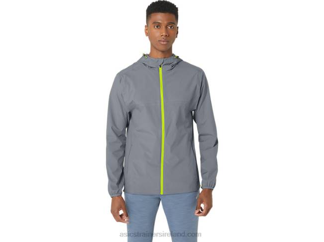 Men's Waterproof Jacket Sheet Rock/Lime Zest Asics XXPD246