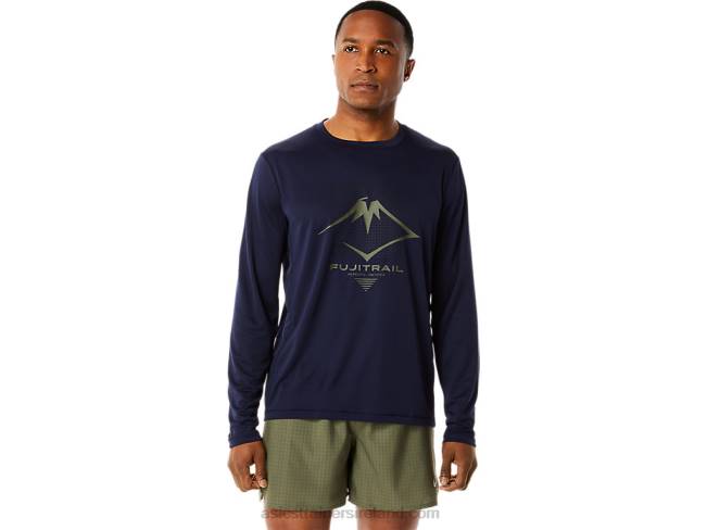 Men's Fujitrail Logo Long Sleeve Top Midnight Asics XXPD1067