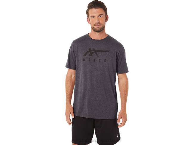 Stripe Short Sleeve Tee Dark Grey Heather Asics XXPD19