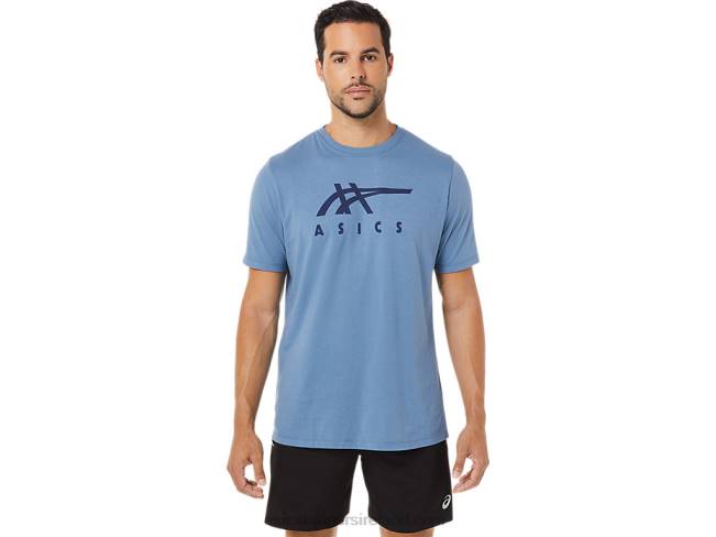 Stripe Short Sleeve Tee Storm Blue Asics XXPD1743