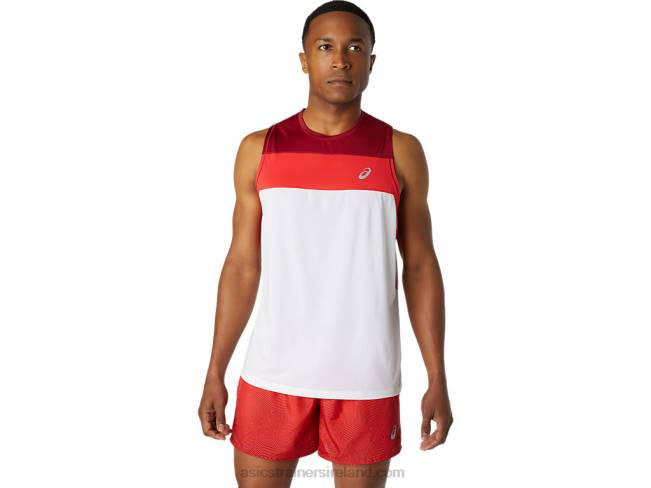 Men's Race Singlet Brilliant White/Burgundy Asics XXPD1737