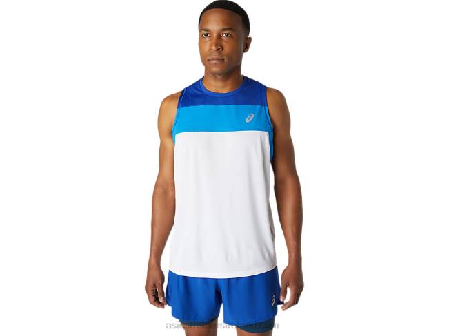 Men's Race Singlet Brilliant White/Monaco Blue Asics XXPD1746