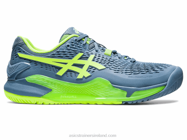 Gel-Resolution 9 Wide Steel Blue/Hazard Green Asics XXPD364