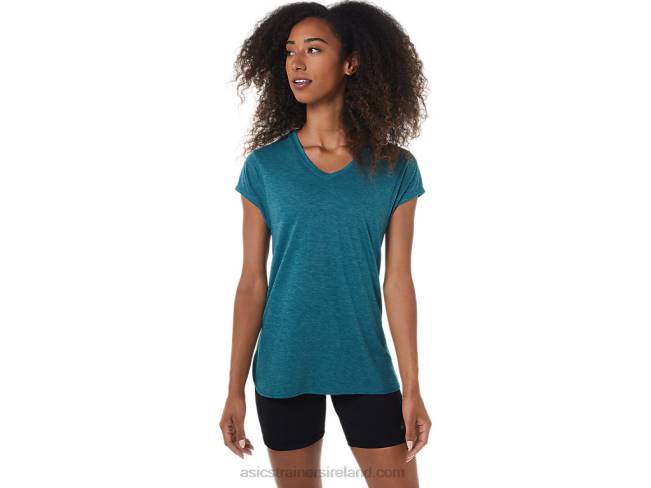 Women's Heather Vneck Top Velvet Pine Heather Asics XXPD3045