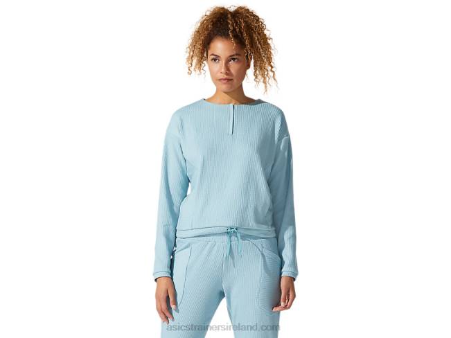 Women's Soft Stretch Sweat Top Smoke Blue Asics XXPD4053