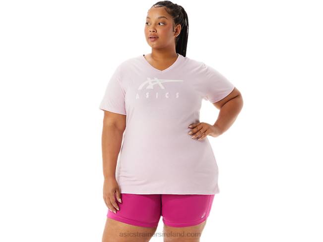 Women's Stripes V-Neck Barely Rose Asics XXPD3200