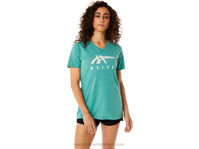 Women's Stripes V-Neck Sage Heather Asics XXPD2831